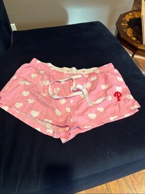 Phillies Pink Heart Print Lounge Shorts with Drawstring